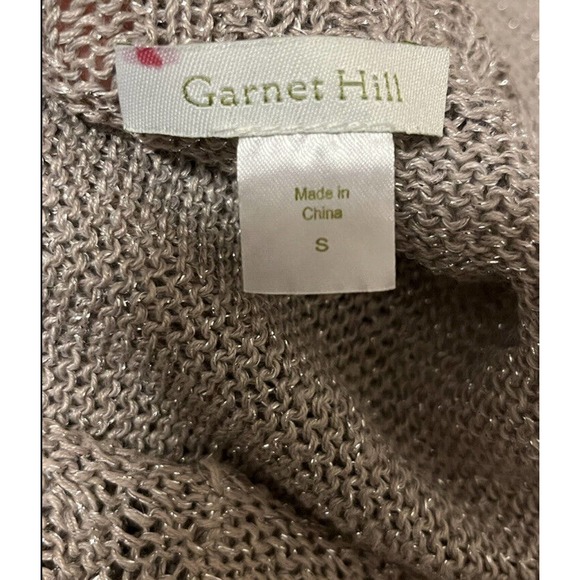 GARNET HILL Sweater •S• Linen Blend Pullover Taupe Loose Fit Open Boat Neck - Picture 5 of 7